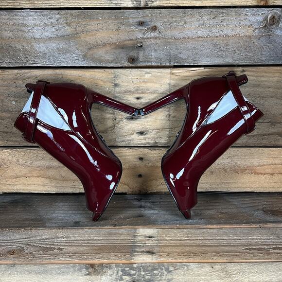 MICHAEL Michael Kors Lawson Open Toe Leather Bootie - Burgundy - 6.5 - NWOB - Picture 7 of 9